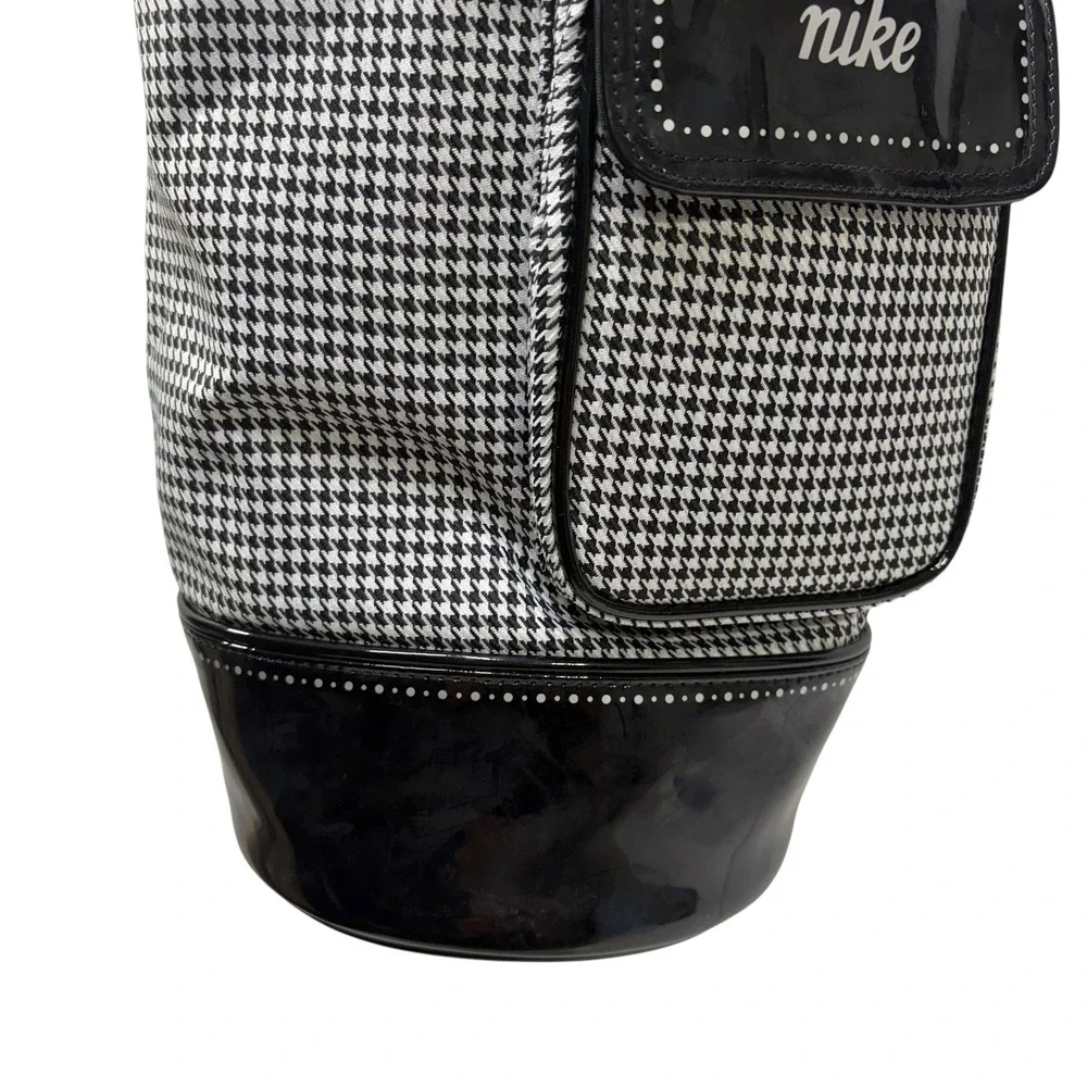 Nike Houndstooth Cylinder Crossbody Bag Black White TG0071-061 Y2K Patent Trim